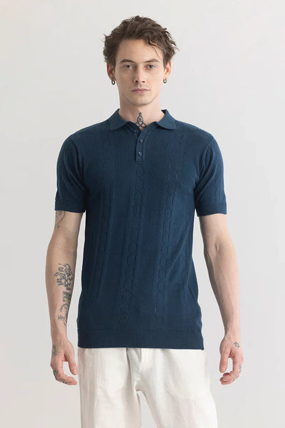 StitchSensei Marineblaues Poloshirt