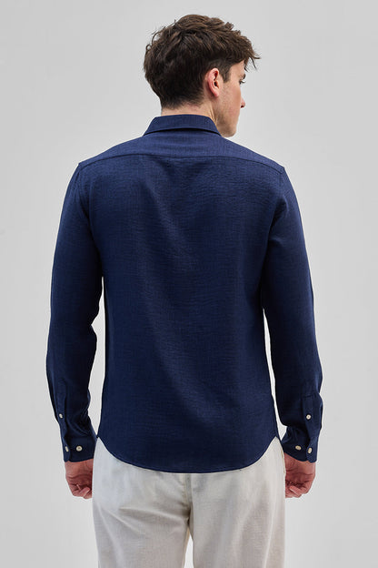 Navy Textured Shirt