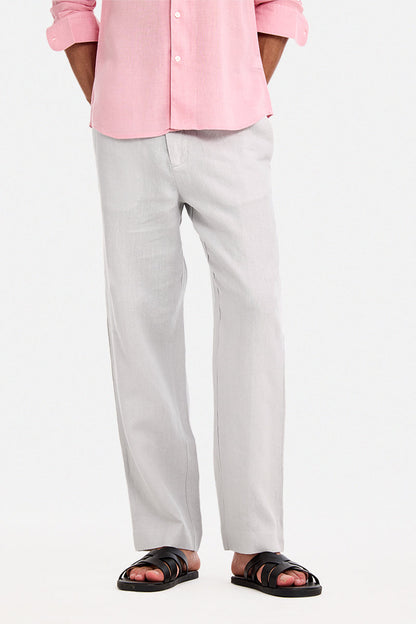 100% Linen Straight Fit Luxe Trousers