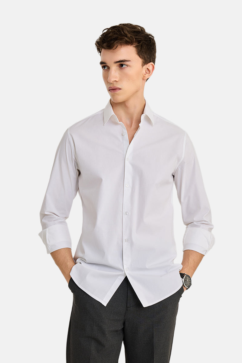 White Poplin Stretch Shirt