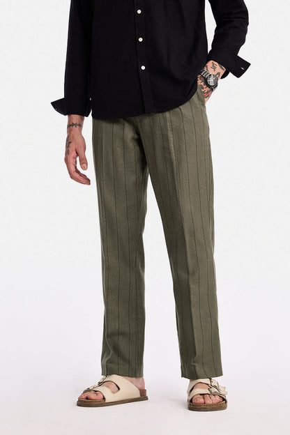 Straight Fit Stripes Trousers