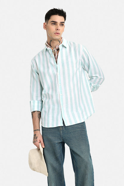 Regular Fit Linen Blend Stripes Shirt