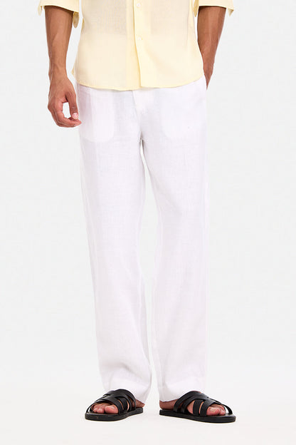 100% Linen Straight Fit Luxe Trousers