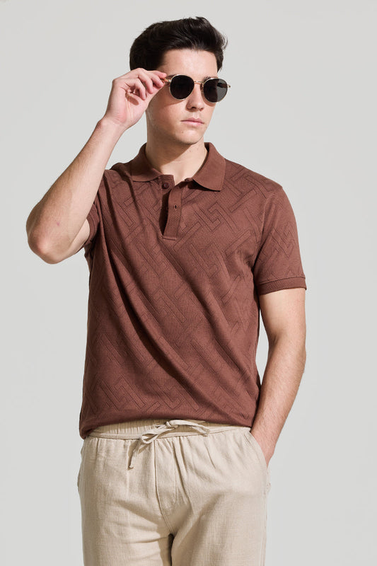 Polo texturé marron