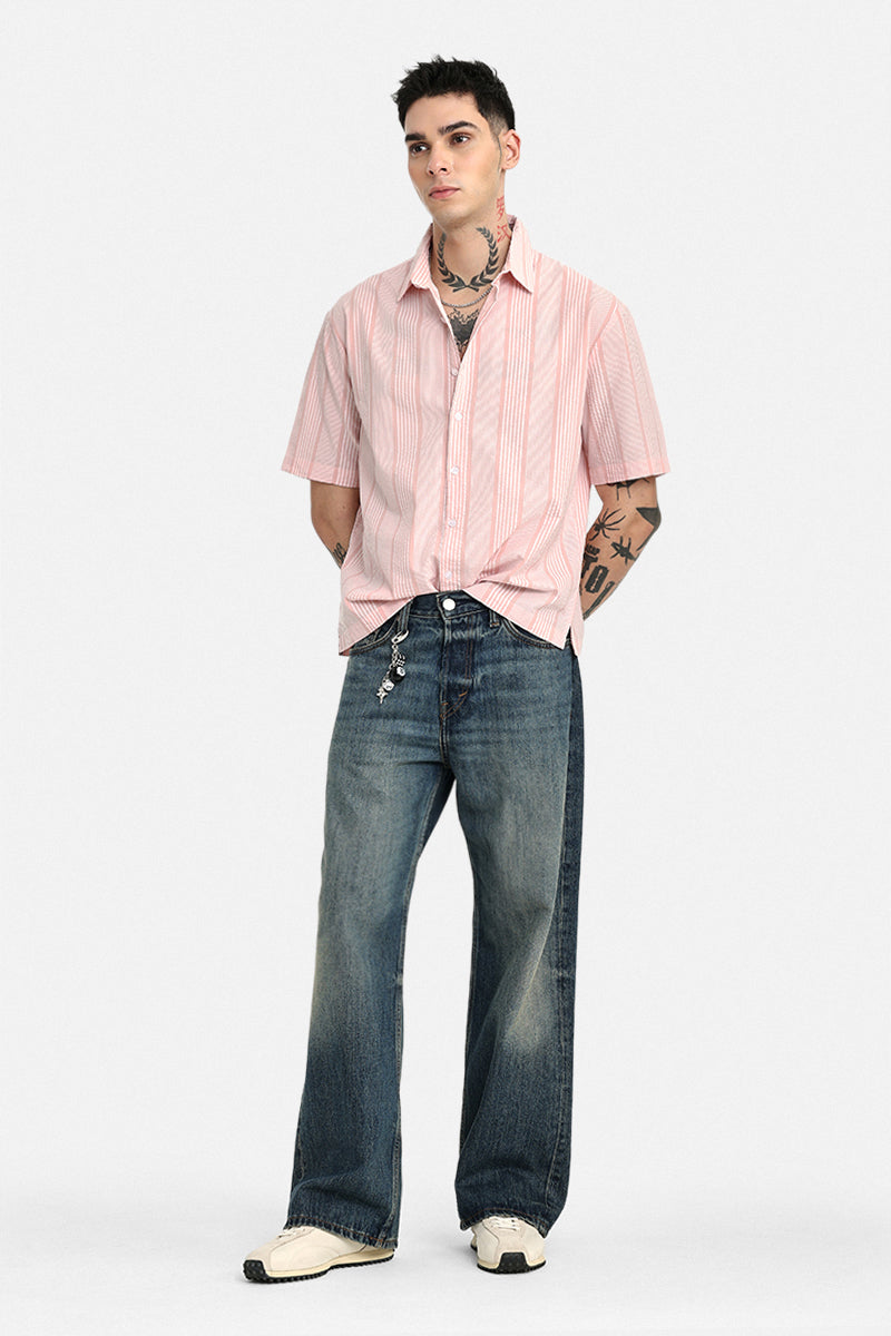 100% Cotton Box Fit Stripes Shirt