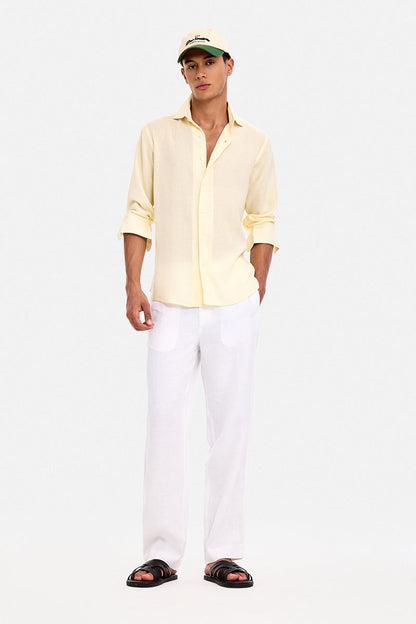 100% Linen Straight Fit Luxe Trousers