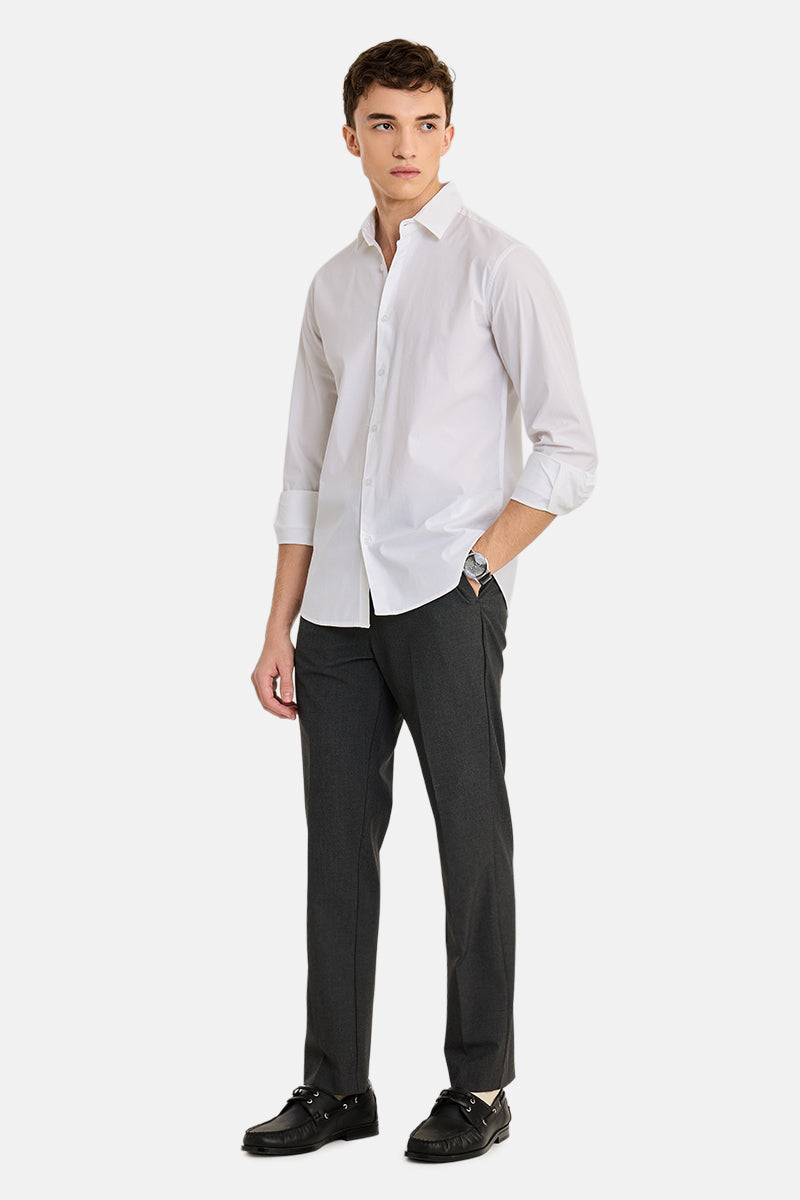 White Poplin Stretch Shirt