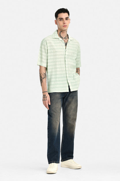 Textured Stretch Box Fit Shirt
