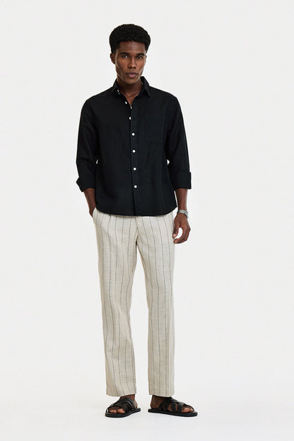 Straight Fit Stripes Trousers