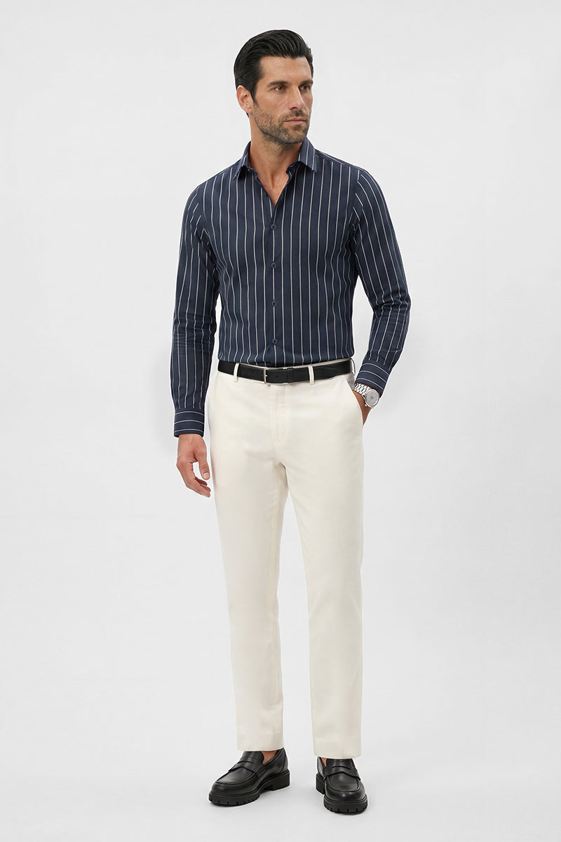 Slim Fit 100% Cotton Stripes Shirt