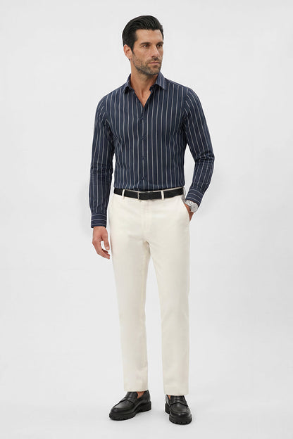 Slim Fit 100% Cotton Stripes Shirt