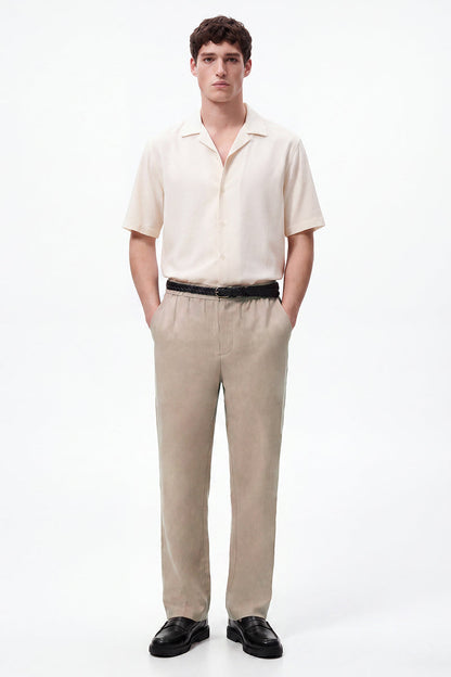 100% Linen Straight Fit Luxe Trousers