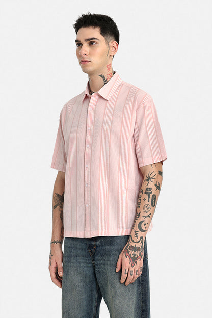 100% Cotton Box Fit Stripes Shirt