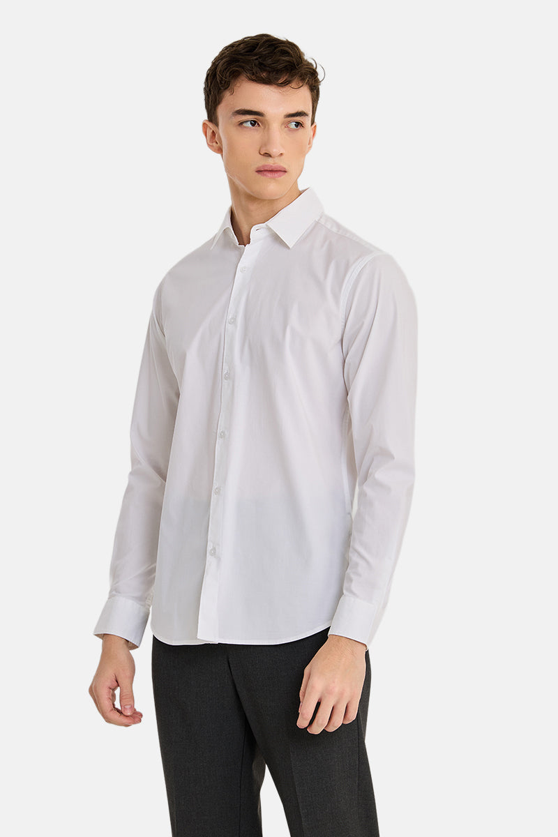 White Poplin Stretch Shirt