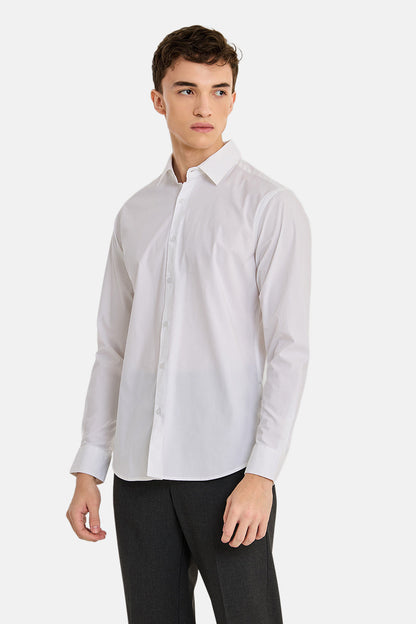 White Poplin Stretch Shirt