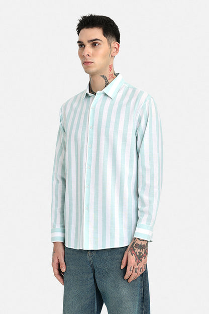 Regular Fit Linen Blend Stripes Shirt