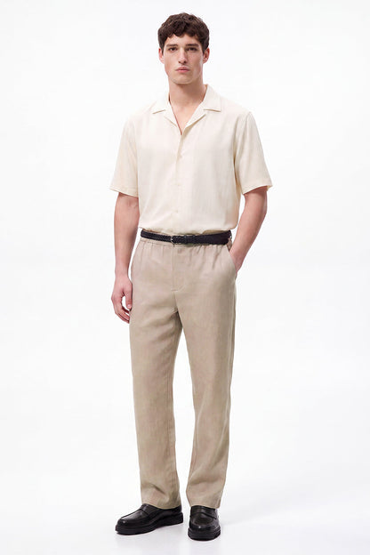 100% Linen Straight Fit Luxe Trousers