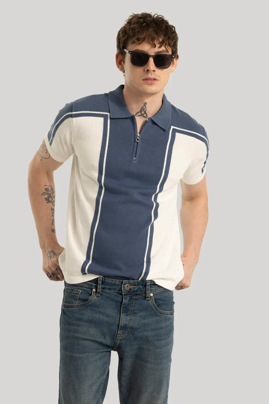 Polo Niels en maille bleu
