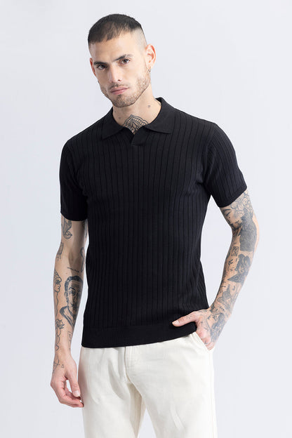 Elegantes gestreiftes schwarzes Polo-T-Shirt