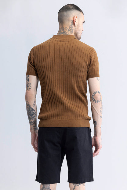 Elegantes gestreiftes braunes Poloshirt