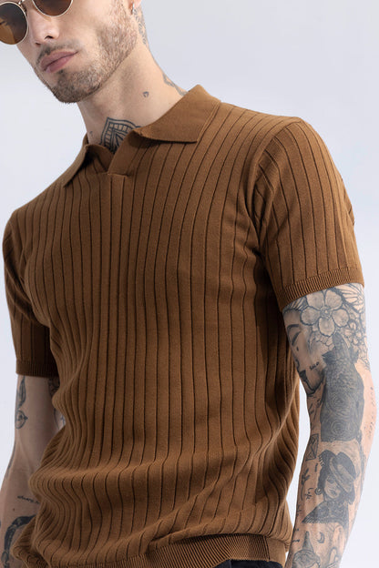 Elegantes gestreiftes braunes Poloshirt