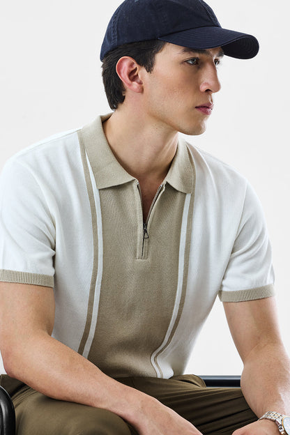 Regular Fit Poloshirt mit Reißverschluss
