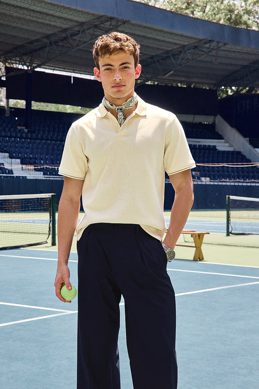 Polo en tricot texturé extensible