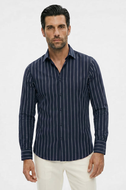 Slim Fit 100% Cotton Stripes Shirt