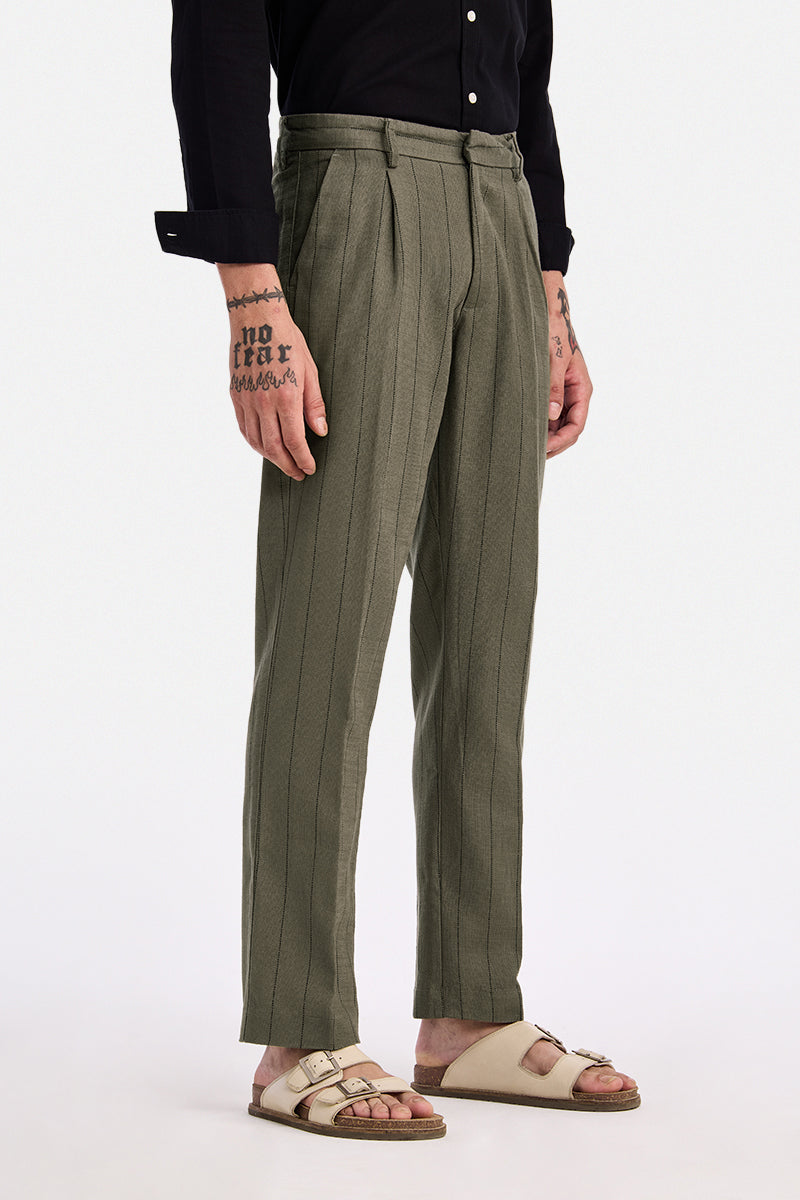 Straight Fit Stripes Trousers