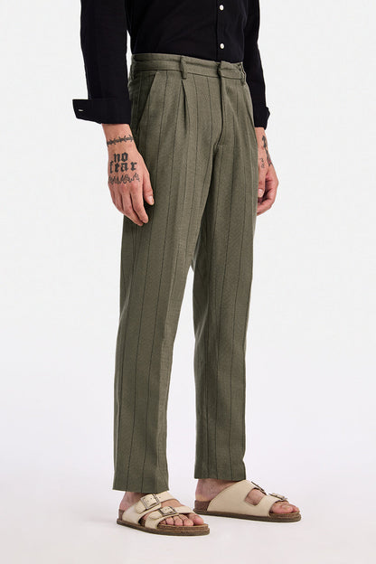 Straight Fit Stripes Trousers