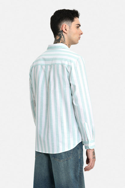 Regular Fit Linen Blend Stripes Shirt