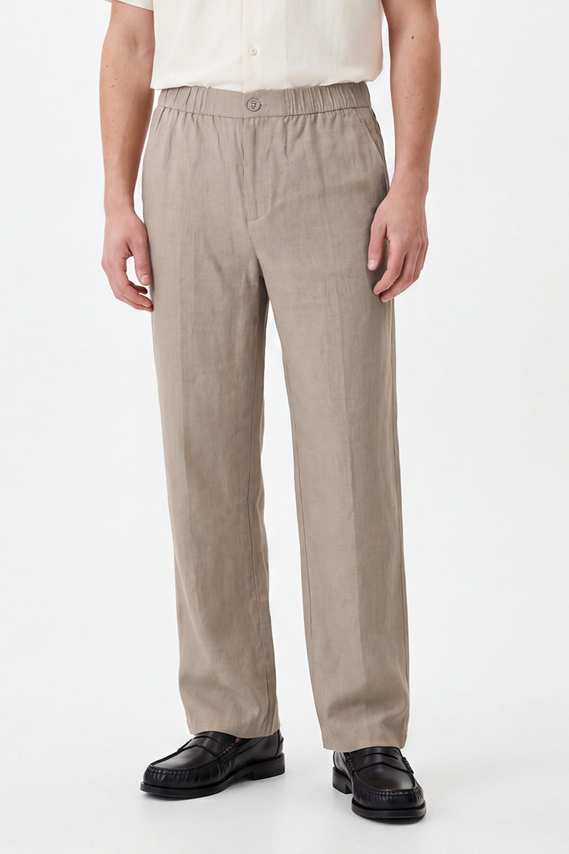 100% Linen Straight Fit Luxe Trousers