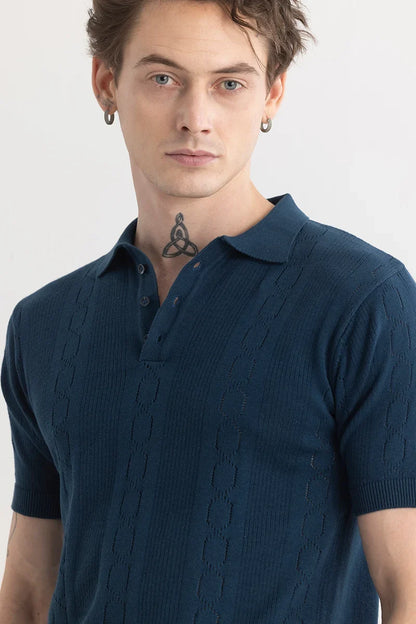 StitchSensei Marineblaues Poloshirt
