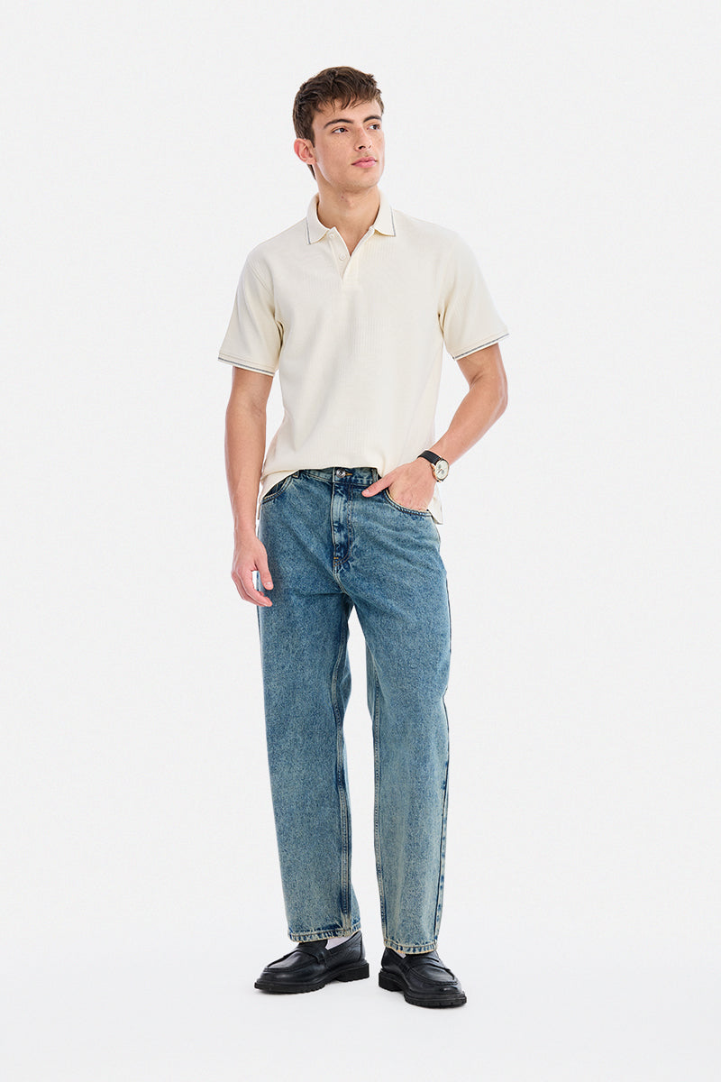 Polo en tricot texturé extensible