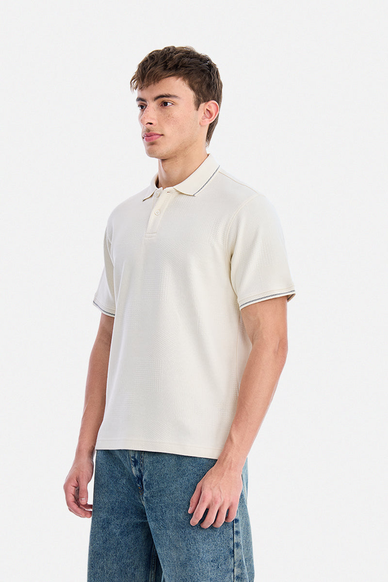 Polo en tricot texturé extensible