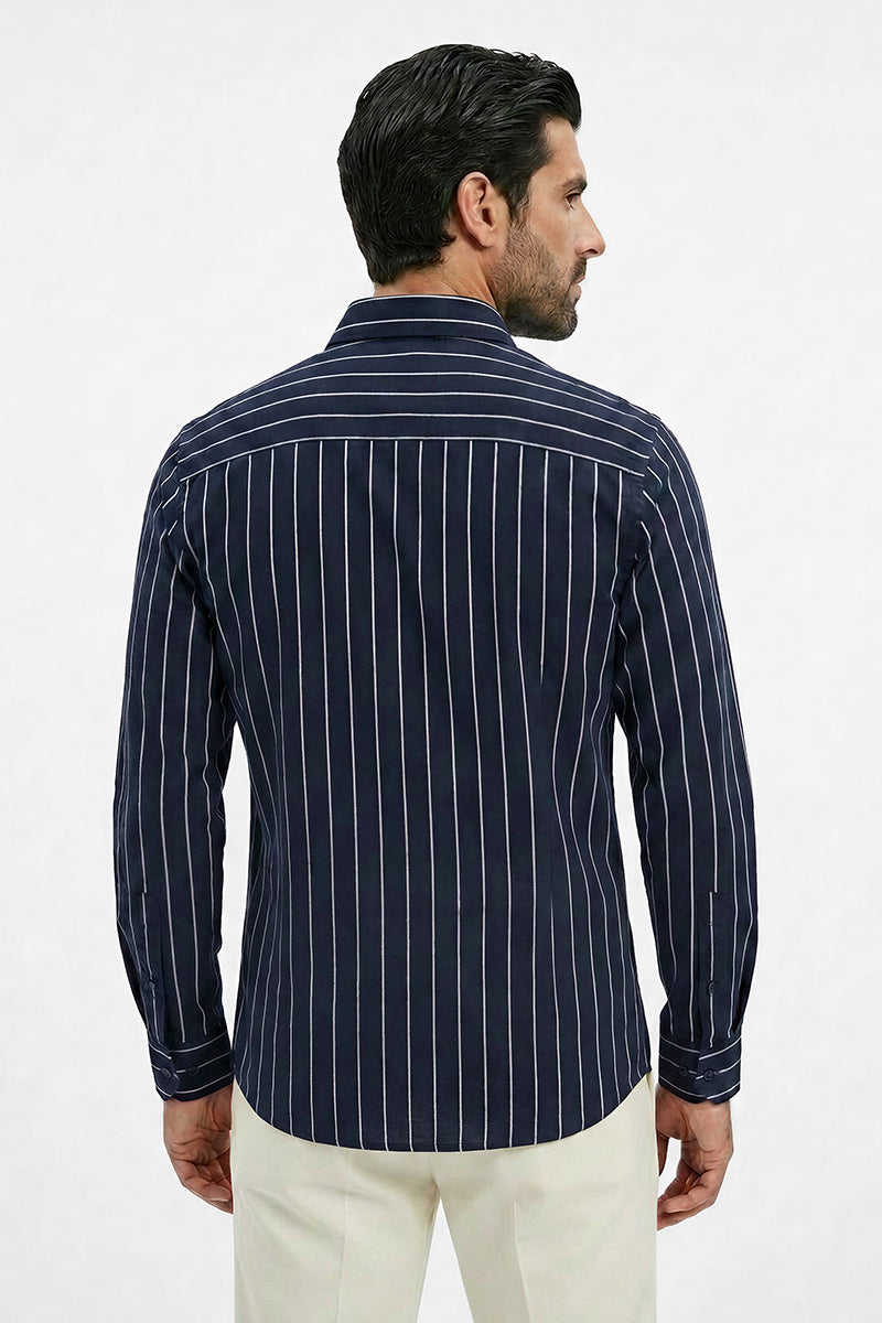 Slim Fit 100% Cotton Stripes Shirt