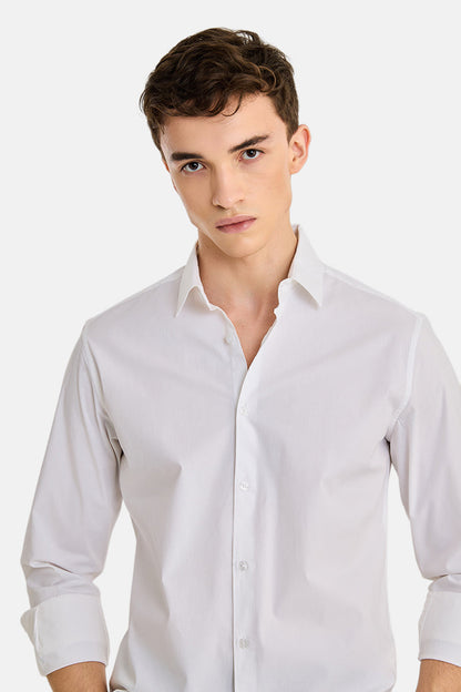 White Poplin Stretch Shirt