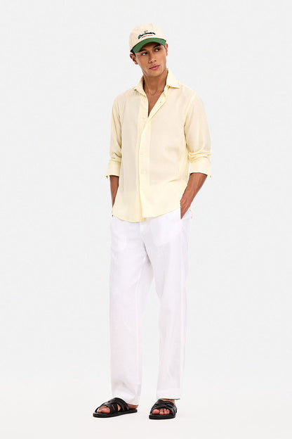 100% Linen Straight Fit Luxe Trousers