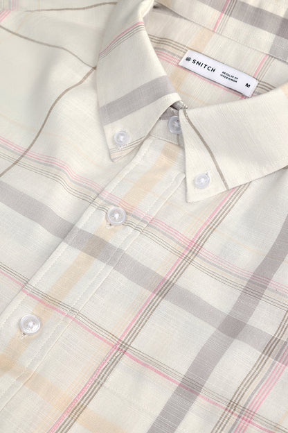 Regular Fit Linen Blend Checks Shirt