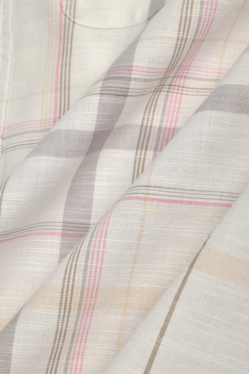 Regular Fit Linen Blend Checks Shirt