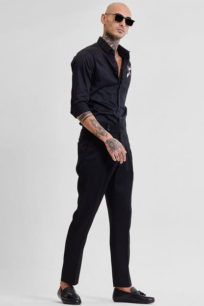 Black Slim Fit Stretch Trousers