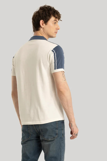Niels blaues Strick-Poloshirt